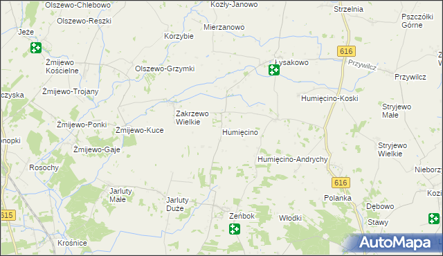 mapa Humięcino, Humięcino na mapie Targeo