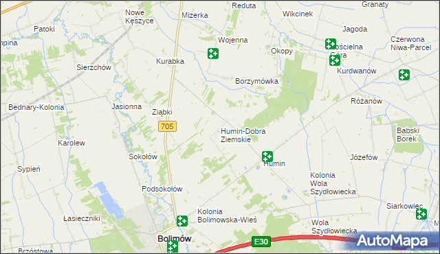 mapa Humin-Dobra Ziemskie, Humin-Dobra Ziemskie na mapie Targeo