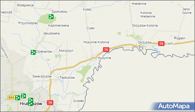 mapa Husynne gmina Hrubieszów, Husynne gmina Hrubieszów na mapie Targeo