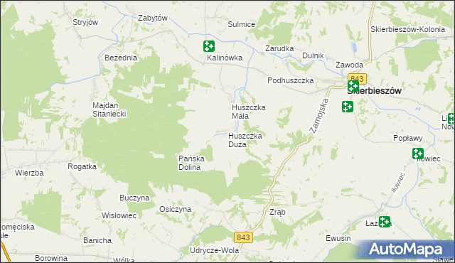 mapa Huszczka Duża, Huszczka Duża na mapie Targeo