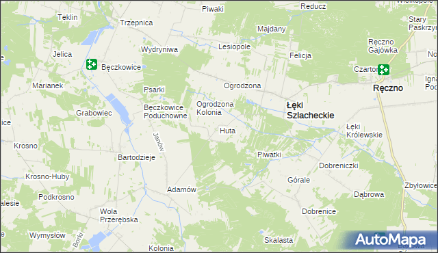 mapa Huta gmina Łęki Szlacheckie, Huta gmina Łęki Szlacheckie na mapie Targeo