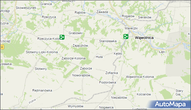 mapa Huta gmina Wąwolnica, Huta gmina Wąwolnica na mapie Targeo