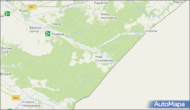 mapa Huta Kryształowa, Huta Kryształowa na mapie Targeo