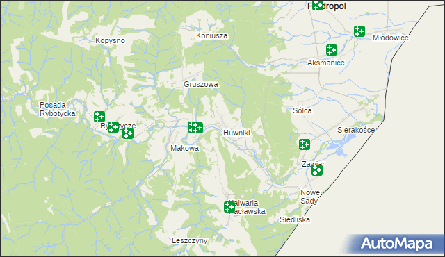 mapa Huwniki, Huwniki na mapie Targeo