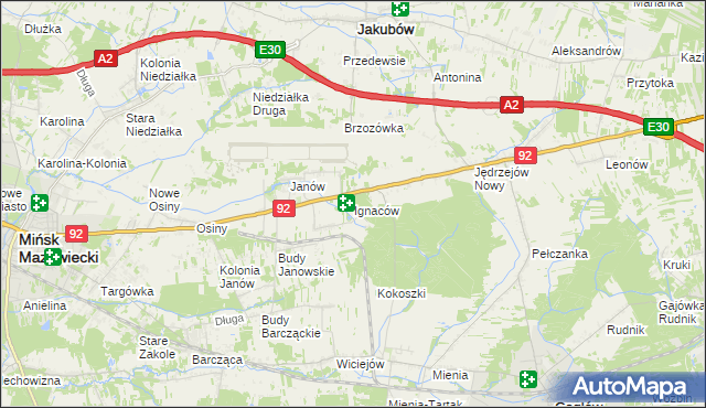 mapa Ignaców gmina Mińsk Mazowiecki, Ignaców gmina Mińsk Mazowiecki na mapie Targeo