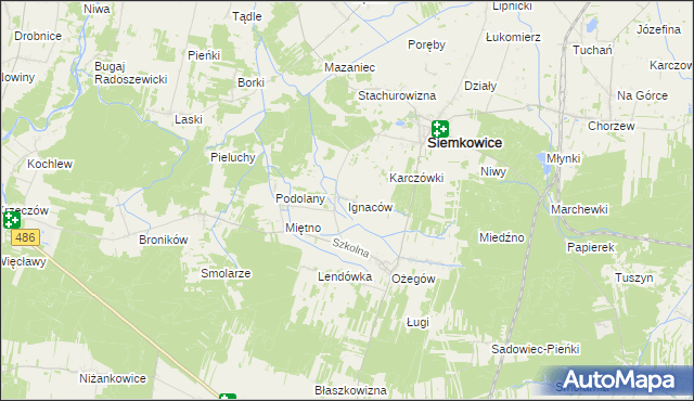 mapa Ignaców gmina Siemkowice, Ignaców gmina Siemkowice na mapie Targeo