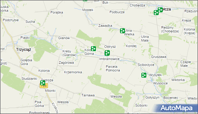 mapa Imbramowice gmina Trzyciąż, Imbramowice gmina Trzyciąż na mapie Targeo