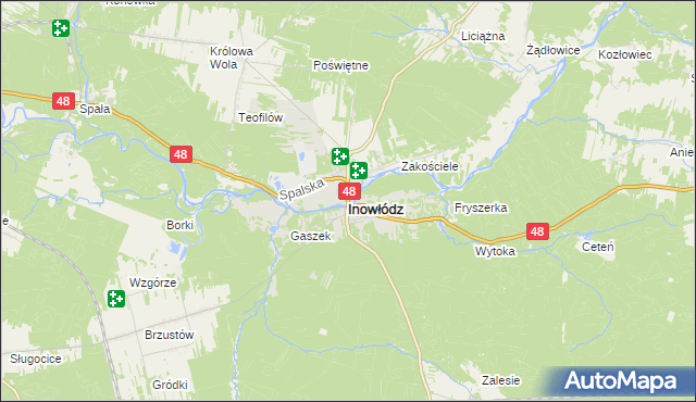 mapa Inowłódz, Inowłódz na mapie Targeo