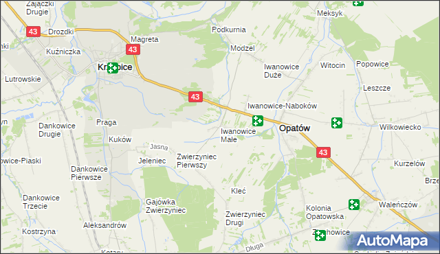 mapa Iwanowice Małe, Iwanowice Małe na mapie Targeo