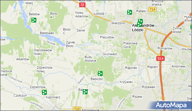 mapa Izabelin gmina Aleksandrów Łódzki, Izabelin gmina Aleksandrów Łódzki na mapie Targeo