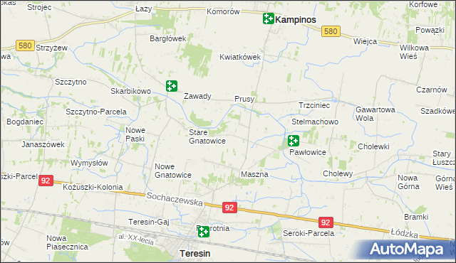 mapa Izbiska gmina Teresin, Izbiska gmina Teresin na mapie Targeo