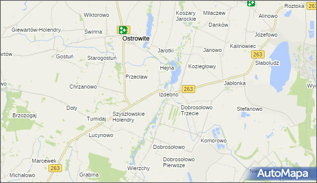 mapa Izdebno gmina Ostrowite, Izdebno gmina Ostrowite na mapie Targeo