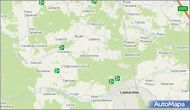 mapa Izdebno-Kolonia gmina Łaskarzew, Izdebno-Kolonia gmina Łaskarzew na mapie Targeo