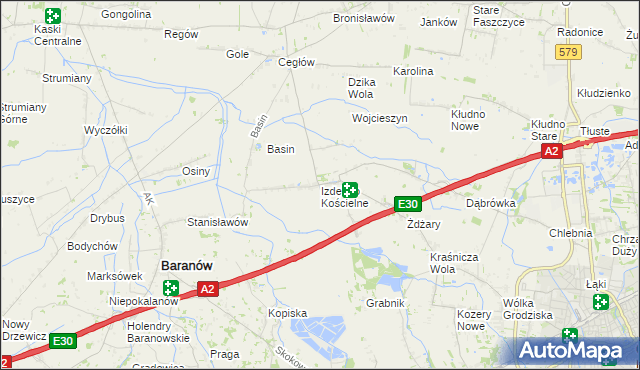 mapa Izdebno Kościelne, Izdebno Kościelne na mapie Targeo