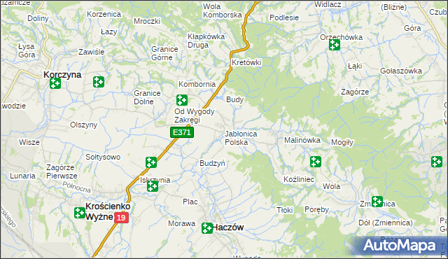 mapa Jabłonica Polska, Jabłonica Polska na mapie Targeo