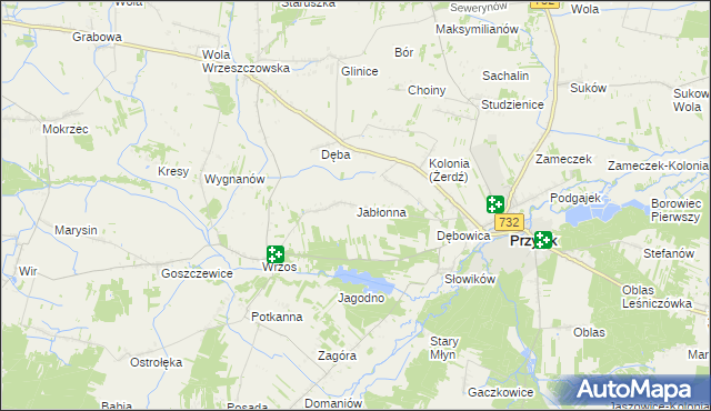 mapa Jabłonna gmina Przytyk, Jabłonna gmina Przytyk na mapie Targeo