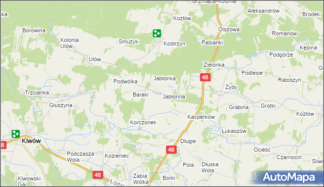 mapa Jabłonna gmina Wyśmierzyce, Jabłonna gmina Wyśmierzyce na mapie Targeo