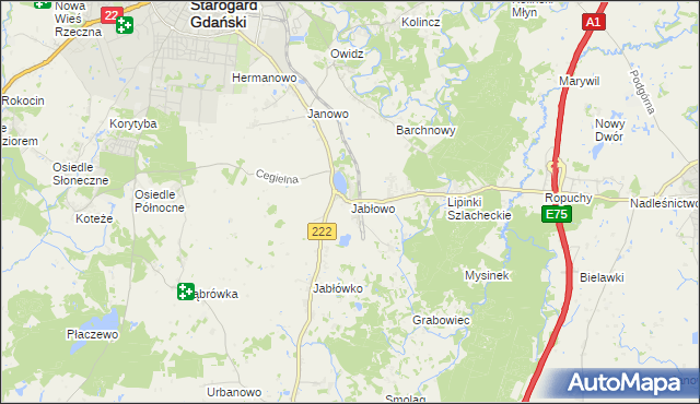 mapa Jabłowo, Jabłowo na mapie Targeo