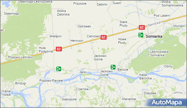 mapa Jackowo Górne, Jackowo Górne na mapie Targeo