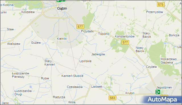 mapa Jadwigów gmina Gąbin, Jadwigów gmina Gąbin na mapie Targeo