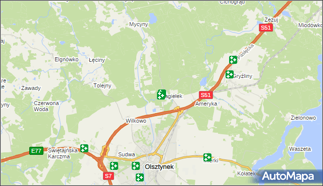 mapa Jagiełek, Jagiełek na mapie Targeo