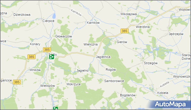 mapa Jagielnica, Jagielnica na mapie Targeo