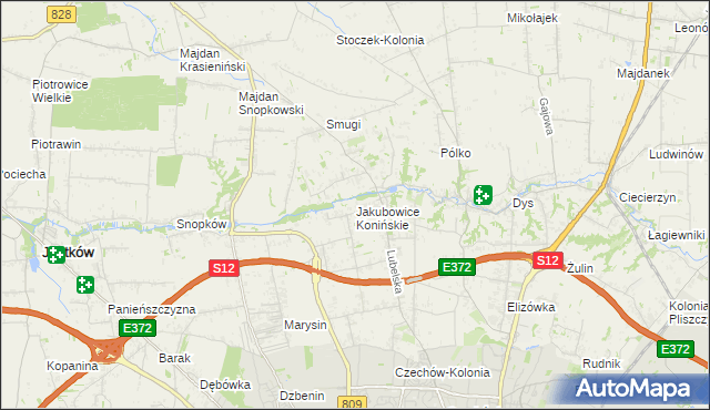 mapa Jakubowice Konińskie, Jakubowice Konińskie na mapie Targeo