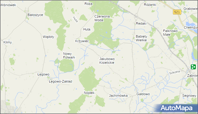 mapa Jakubowo Kisielickie, Jakubowo Kisielickie na mapie Targeo