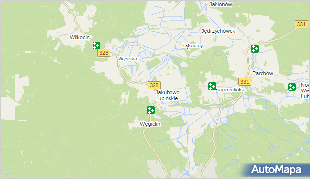 mapa Jakubowo Lubińskie, Jakubowo Lubińskie na mapie Targeo