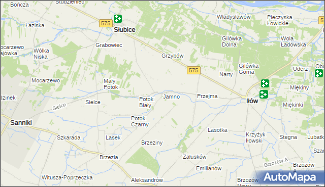 mapa Jamno gmina Słubice, Jamno gmina Słubice na mapie Targeo