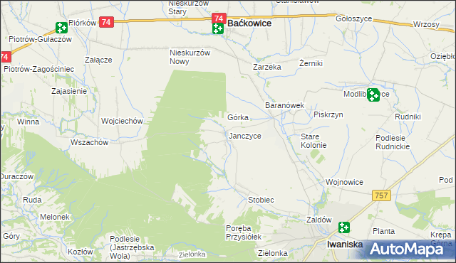 mapa Janczyce, Janczyce na mapie Targeo