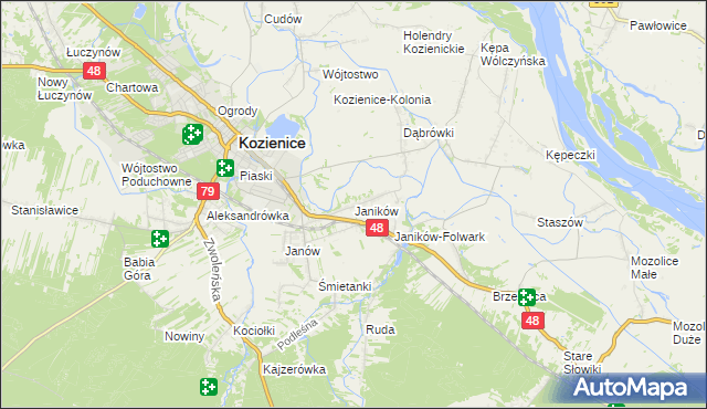mapa Janików gmina Kozienice, Janików gmina Kozienice na mapie Targeo