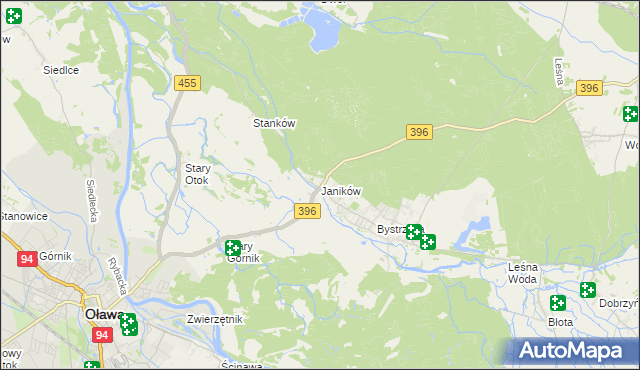 mapa Janików gmina Oława, Janików gmina Oława na mapie Targeo