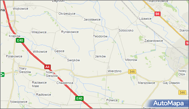 mapa Janków gmina Domaniów, Janków gmina Domaniów na mapie Targeo