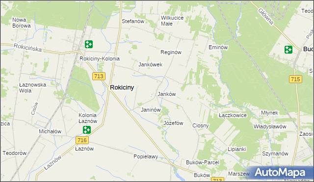 mapa Janków gmina Rokiciny, Janków gmina Rokiciny na mapie Targeo