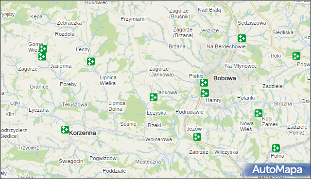 mapa Jankowa gmina Bobowa, Jankowa gmina Bobowa na mapie Targeo