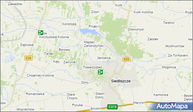 mapa Janowica gmina Siedliszcze, Janowica gmina Siedliszcze na mapie Targeo