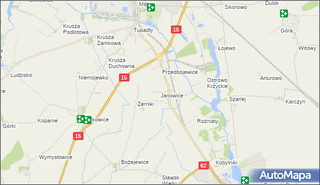 mapa Janowice gmina Kruszwica, Janowice gmina Kruszwica na mapie Targeo