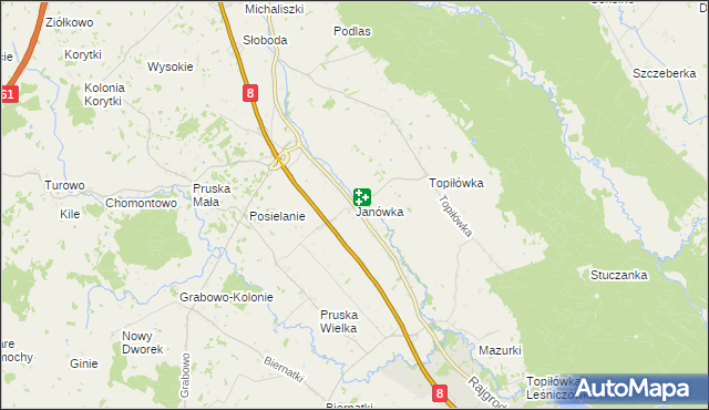 mapa Janówka gmina Augustów, Janówka gmina Augustów na mapie Targeo