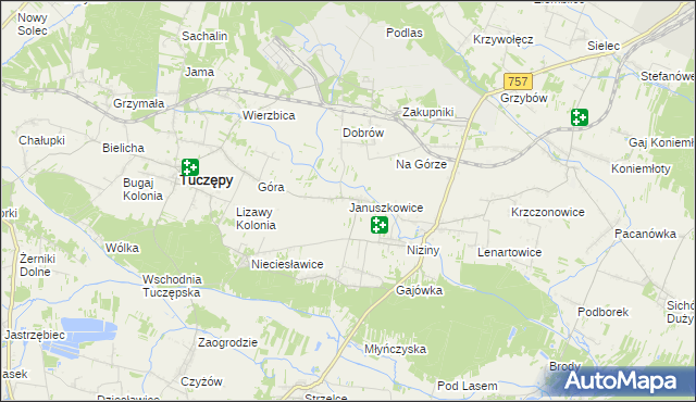 mapa Januszkowice gmina Tuczępy, Januszkowice gmina Tuczępy na mapie Targeo