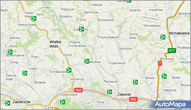 mapa Januszowice gmina Zielonki, Januszowice gmina Zielonki na mapie Targeo