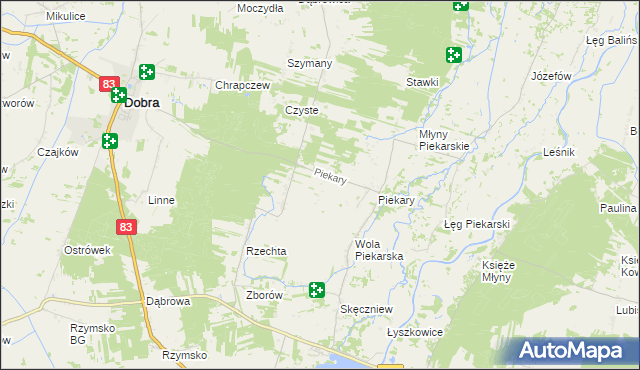 mapa Januszówka gmina Dobra, Januszówka gmina Dobra na mapie Targeo