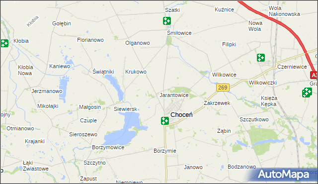 mapa Jarantowice gmina Choceń, Jarantowice gmina Choceń na mapie Targeo