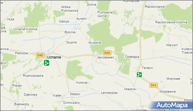 mapa Jarosławiec gmina Uchanie, Jarosławiec gmina Uchanie na mapie Targeo