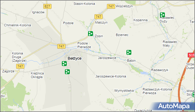 mapa Jaroszewice, Jaroszewice na mapie Targeo