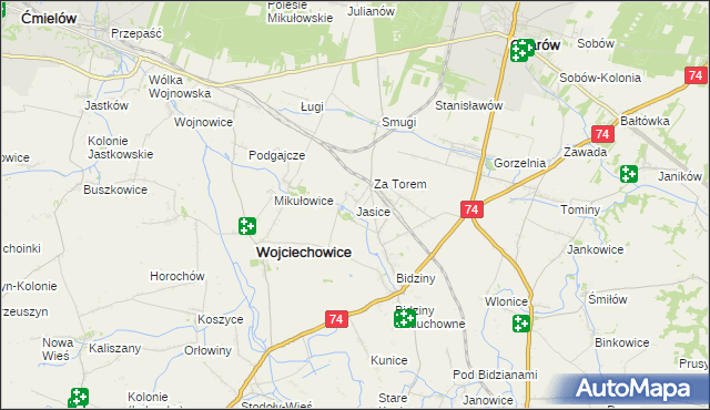 mapa Jasice, Jasice na mapie Targeo
