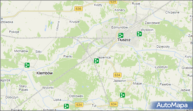 mapa Jasienica gmina Tłuszcz, Jasienica gmina Tłuszcz na mapie Targeo