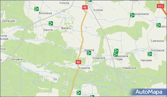 mapa Jasienie, Jasienie na mapie Targeo