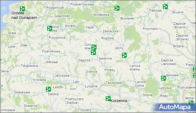 mapa Jasienna, Jasienna na mapie Targeo