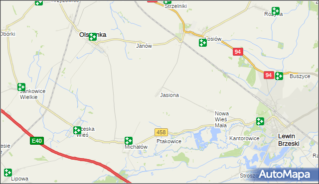 mapa Jasiona gmina Lewin Brzeski, Jasiona gmina Lewin Brzeski na mapie Targeo